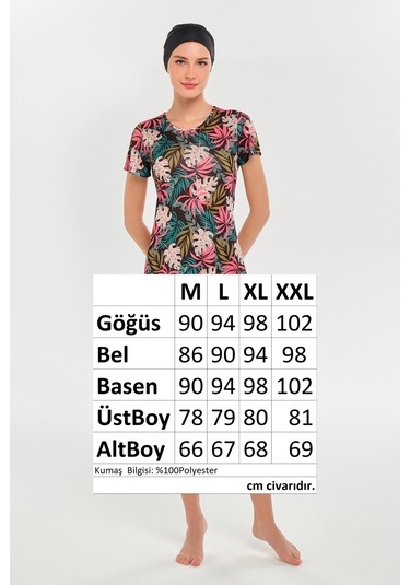 Kısa Kollu Yarı Kapalı Mayo 3601 Siyah Siyah