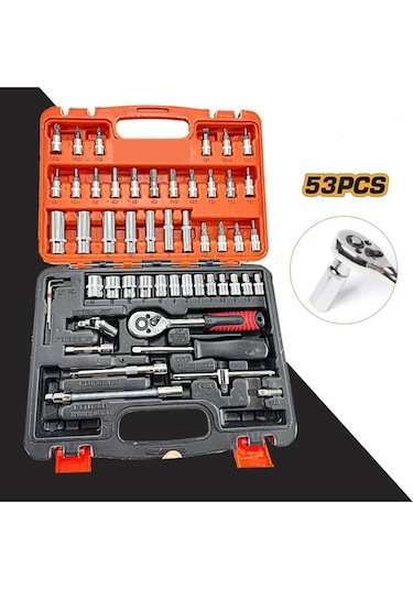 1/4 Cırcırlı Lokma Anahtar Takımı Bits Uç Seti 53 Parça