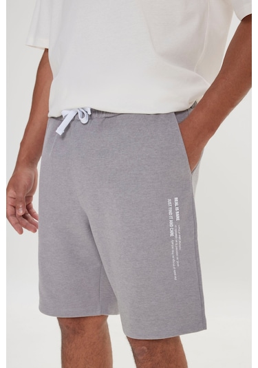 Ac&Co / Altınyıldız Classics Erkek Grı Melanj Standart Fit Normal Kesim Cepli Rahat Örme Şort Gri Melanj