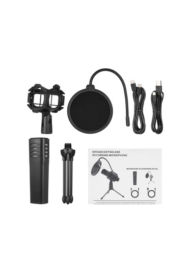 Padalink Kardiyak Yönlendirmeli Kondenser Mikrofon, Gürültü Engelleyici + Saçak + 2 Usb Kablosu İle Bilgisayar/ Telefon Uyumlu, 48khz Net Ses Kaydı