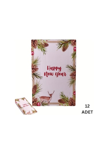 Yılbaşı Happy New Year Tebrik Kartı, Yeniyıl Temalı Hediye, Not K