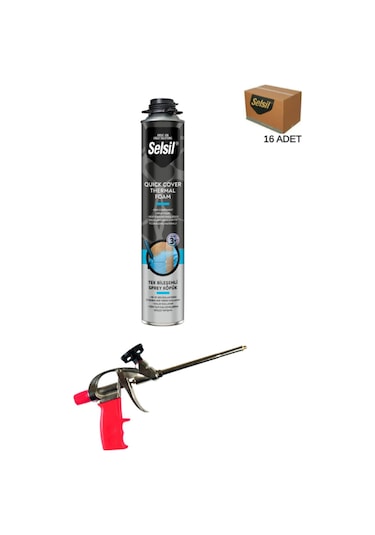 Selsil Thermal Foam Isı Ve Ses Yalıtım Köpüğü 850 Ml. 16 Adet ,demir Köpük Tabancası