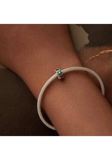 Fastbuy S925 Ayar Gümüş Zirkon Uğur Böceği Yonca Boncuk, Renkli Dıy Takı, Şanslı Kolye Çok Renkli