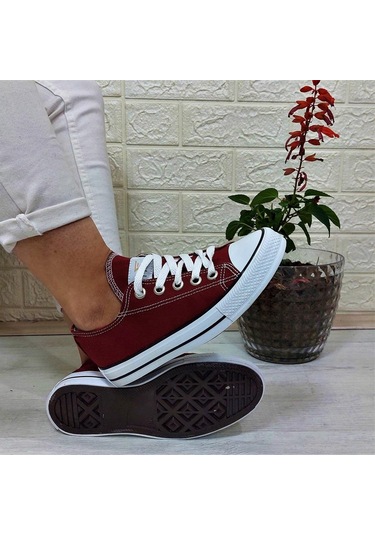 Fiyra 554 Bordo Kısa Unisex Sneaker Keten Spor Ayakkabı 001