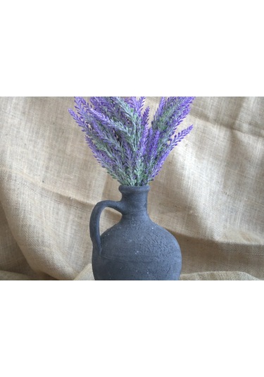 Siyah Çömlek Vazo 25 Cm Toprak Vazo Dekoratif Vazo