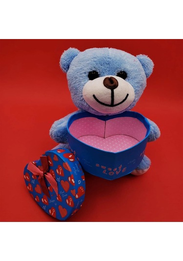 Kalp Kutulu Mavi Ayıcık Asorti