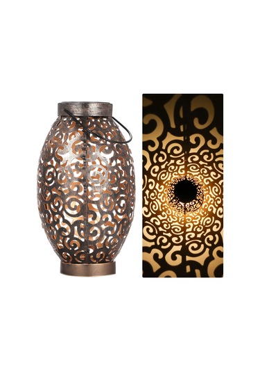 Dofolink Güneş Enerjili Led Zırhlı Fener, Açık Desenli Gölge Efekti, Su Geçirmez, Dış Mekan Bahçe Dekorasyonu, Asma/üstte Konulabilir Lambader