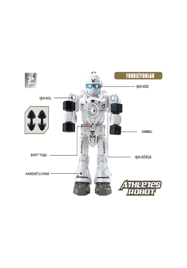 Atletik Sporcu Siyah Robot - Işıklı Ve Müzikli Hareketli , Pilli Genel
