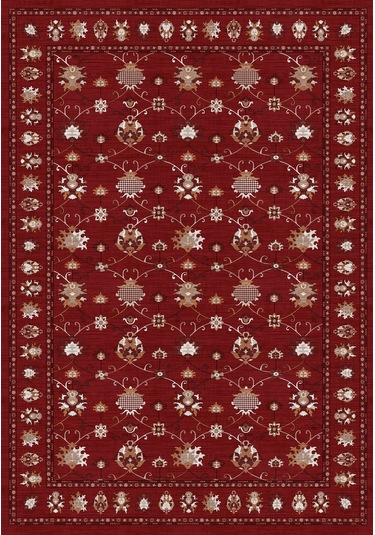 Dijital Baskılı Renkli Kilim Desenli Kaymaz Taban Yıkanabilir Halı Bordo