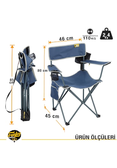 FUNKY CHAIRS Camper Katlanabilir Kamp Piknik Sandalyesi - Lacivert