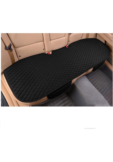 Tüm Araçlar Uyumlu Kumaş Ön Ve Arka Takım Araba Koltuk Minderi 3 Parça Krem - Siyah