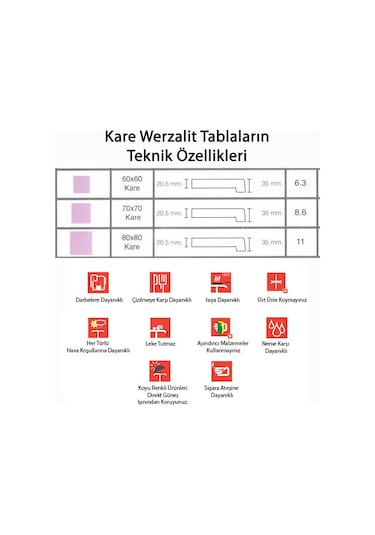 Karanfil Werzalit Kare - Çırağan Masa Takımı 80x80
