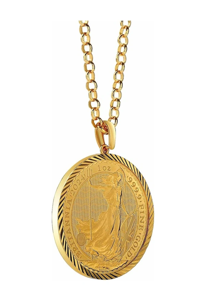 Agakulche Britannia King Charles Iıı 14 Ayar Kalemli Altın Çerçeve Kolye