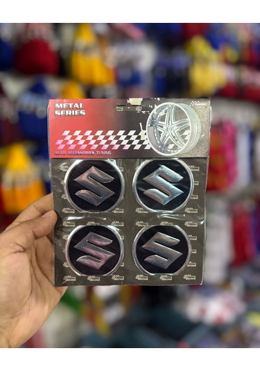 Universal Araç Uyumlu, Suzuki Jant Göbeği Arması, Sticker 4'lü Set 60mm Gümüş