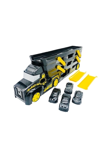 Ethem Oyuncak Siyah 3 Katlı Taşıyıcı Tır 628-3, 4 Arabalı 3 Katlı Taşıyıcı Tır