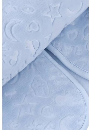 Mavi Bebek Çocuk Battaniyesi Kabartmalı Yumuşak İnce Mevsimlik 90 x 110 CM Örtü Mavi