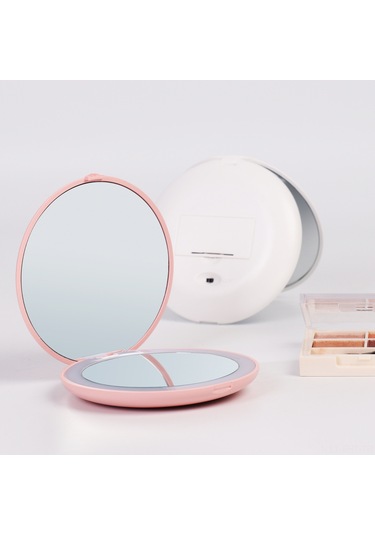 Hangfox Portatif Katlanabilir Led Aydınlatmalı Makyaj Aynası - İki Yönlü 2x Büyütme Özelliği İle Cep Boyutunda Yeşil Hediyelik镜