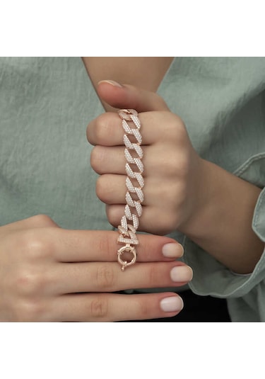 Gümüş Rose Taşlı Gurmet Bayan Gümüş Bileklik 39351245