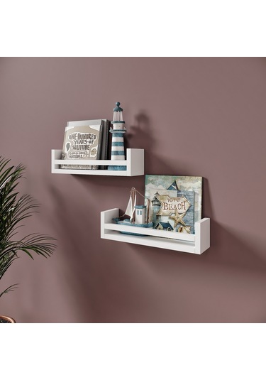 Rosepal Mobilya Micro Dekoratif Beyaz 2'li Raf