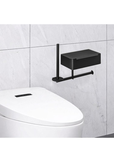 Suntek Tuvalet Kağıdı Tutucu Duvara Monte Metal Rulosu Otel Siyah