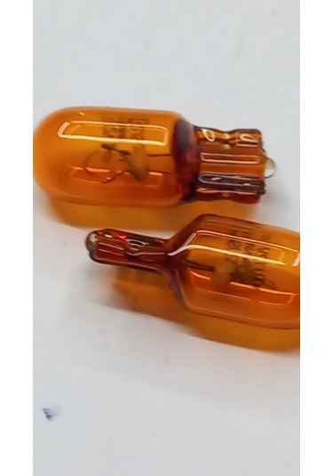 12V T10 5W Dipsiz Ampul Turuncu  Cam Solmaz Takım 2 Adet