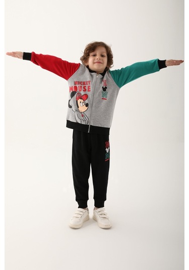 Mickey Mouse D4818-3 Çocuk  Gri Melanj Eşofman Takımı