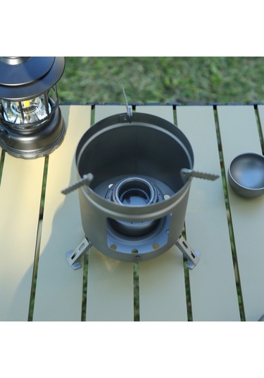 Neevoyu Ti77 Saf Titanyum Ultra Hafif Çıkarılabilir Alkol Ofeni - Kamp, Doğa Yürüyüşü Ve Piknikler İçin 60ml Kapasite Gri