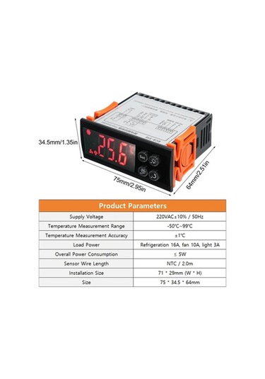 Ulzyvf Ecs-310 Dijital Termostat -50 C İle 99 C Arası Hassas Kontrol, Buzdolabı & Soğutma Sistemleri İçin