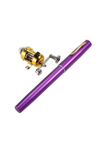 Shineyee Mini Balıkçılık Seti: Aluminyum Çelik Kamış + Makara, Uçak/baraj/ Buz Balıkçılığı İçin, Mor Mor