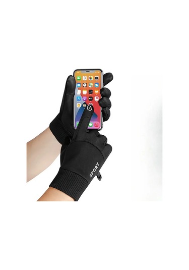 Jialan Kış Su Geçirmez Erkek Eldivenleri Rüzgar Geçirmez Spor Siyah