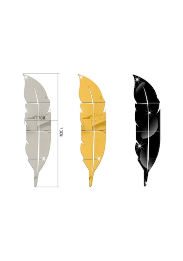 Moveevo "kendin Yap Çocuk Odası Dekoratif Ayna Sticker - 6 Parça Yapışkan Tüy Desenli" Altın