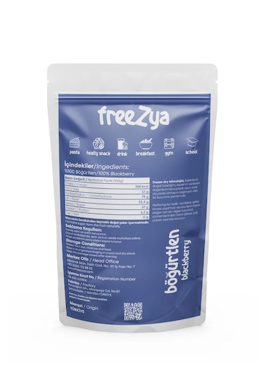 Freezya Freeze Dried Dondurularak Kurutulmuş Böğürtlen 15 G