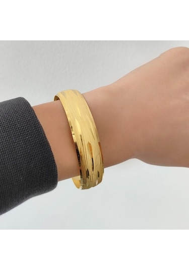 Ferizz 22 Ayar Altın Kaplama Imitasyon Bilezik 15Mm Kalınlık (478461856) Altın