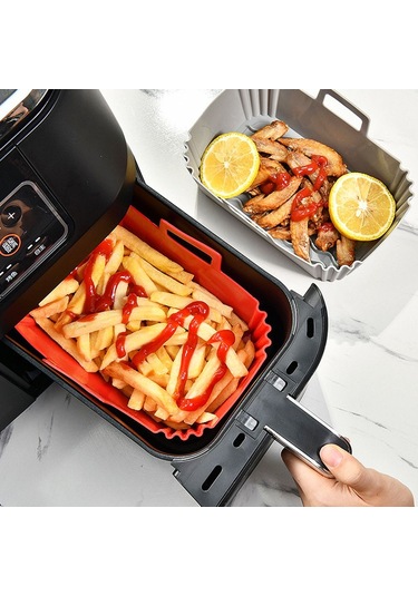 Ninja Air Fryer Gray Gri İçin Dikdörtgen Silikon Kap