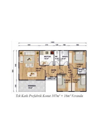 Ballife Prefabrik 123 M2 Standart Prefabrik Konut