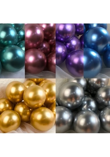 Metalik Parlak Renkli 10'lu Paketli Balon 12 Inç - Sarı