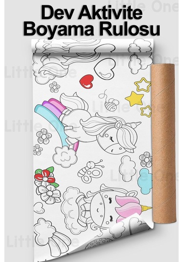 Melolisa Unicorn - Tek Boynuzlu At Aktivite Rulo Boyama Kağıdı - 62 Cm X 2.5 Metre Dev Rulo