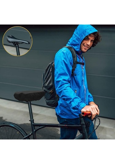 Siyah Açık Bisiklet Koltuğu Yağmur Kapak Aksesuarları Su Geçirmez Eyer Yağmur Toz Kapağı Siyah