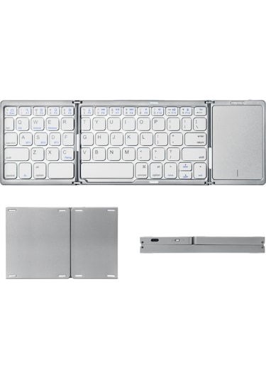 Katlanabilir Beyaz Her Cihaza Bluetooth İle Uyumlu Portatif Taşınabilir Dokunmatik Mini Klavye-1395