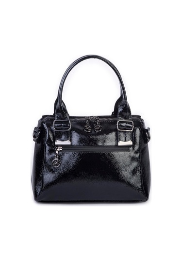 Nas 1455 Kadın Taşlı El Ve Omuz Çantası Siyah Rugan Siyah