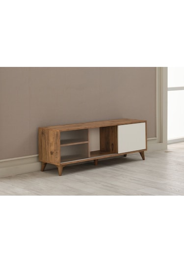 Tv Sehpası Sürgülü Kapak 140x40x35 Cm Beyaz