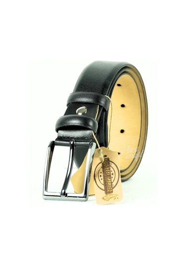 Hakiki Erkek Deri Kemer 3,5 Cm Siyah Klasik Kumaş Pantolon Kemeri Siyah