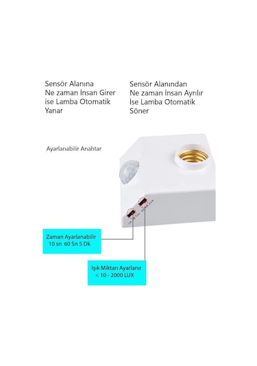 Şahnet 5014 360 Derece E27 Duylu Hareket Sensörü