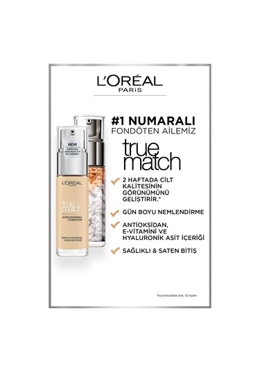 L'Oreal Paris True Match Bakım Yapan Fondöten 1D Golden Ivory 30 ML