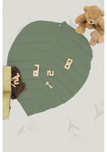 Mordesign Bebek Oyun Alanı,ayı Bebek Aktivite Matı,yaprak Oyun Matı, Bebek Egzersiz Set,baby Gym Seri, Haki