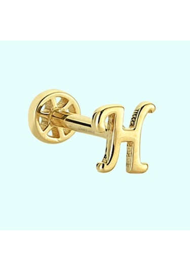 Altın Piercing -H- Harf 14 Ayar Tragus