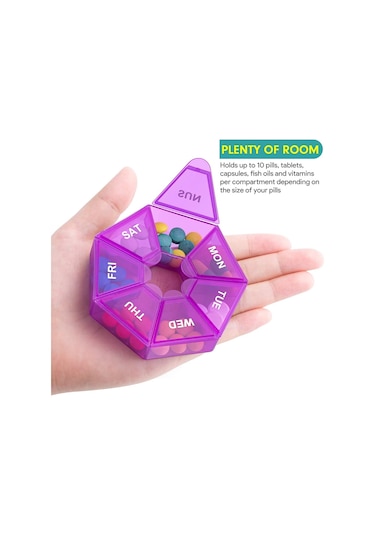 Sones 2 Adet Taşınabilir Şeffaf Nem Geçirmez Haftalık 7 Izgaralı Hap Saklama Kutusu Gül Pembesi