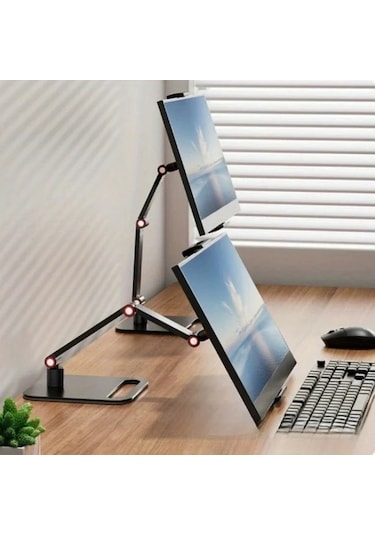 Xuweiwei 43.94cm 3 Bölümlü Yükseltme Modeli Taşınabilir Dikey Ekran Standı Ev Ofisi Kurulumu Modern Masa Ayarlanabilir Yükseklik Laptop Standı