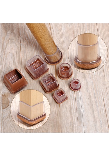 Monyee 8 Adet Küçük Kare Şeffaf Sandalye Ayak Koruması - Sessiz Hareketli, Dayanıklı Tpe, Zemini Korumak İçin Masa/sandalye Ayaklık