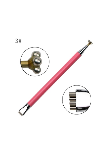 Qingmipy Pink Çift Uçlu Manikür Çiçek Desenli Manyetik Kalem, Kedi Gözü Jeli İçin Hızlı Ve Kolay Desen Oluşturma Aracı